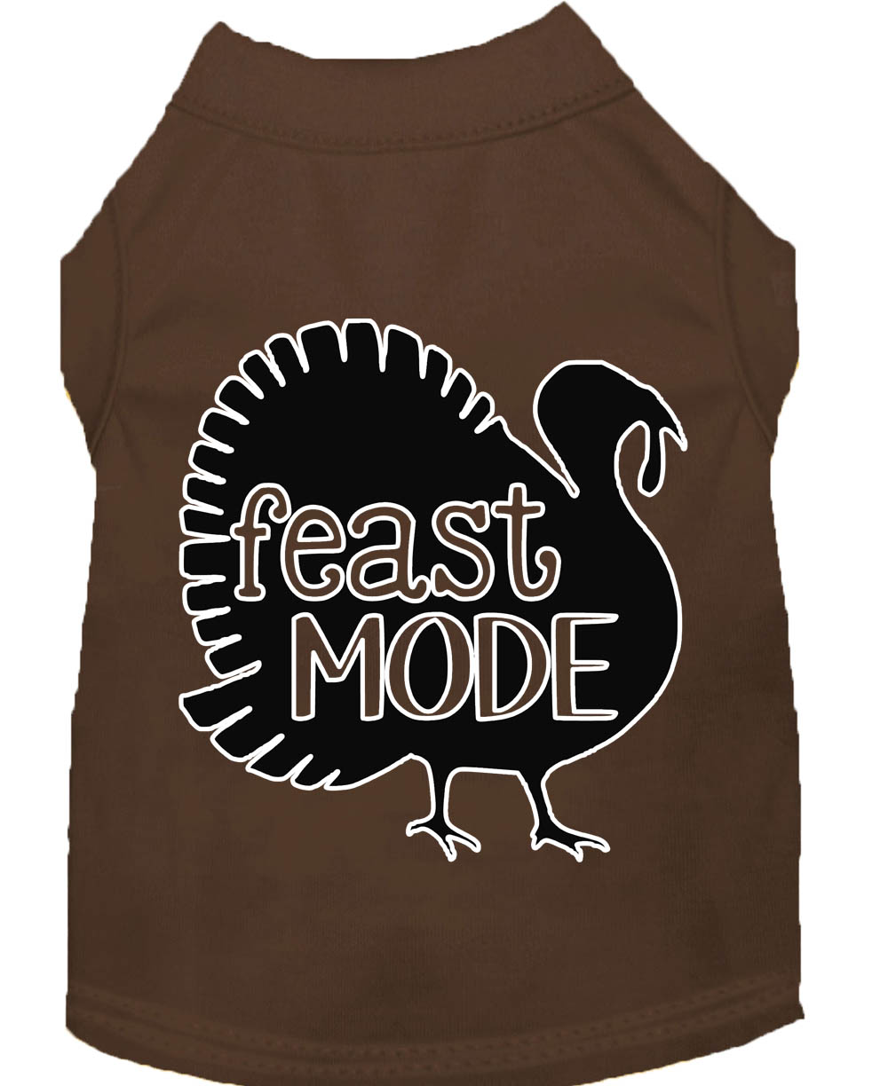 Feast Mode Screen Print Dog Shirt Brown Lg